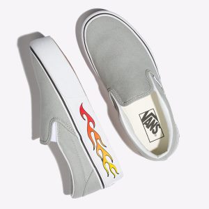 Vans Bayan Kaykay Ayakkabısı Sidewall Flame Slip-On Platform Gri | 91859-327